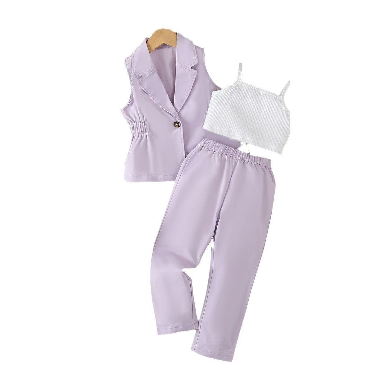 Children's clothing Europe and America New Girls' suit jacket vest trousers With a hat Three piece set summer