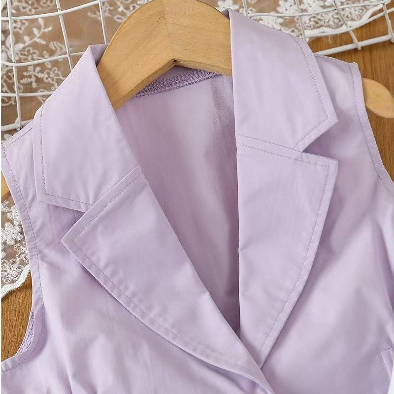 Children's clothing Europe and America New Girls' suit jacket vest trousers With a hat Three piece set summer
