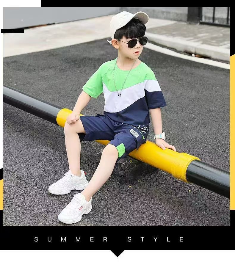 Boys Clothing Sets Tracksuit Teen Summer Casual Outfit T-shirt + Pants Children Clothing Suit