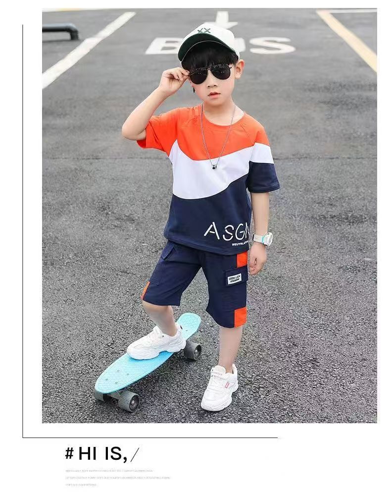 Boys Clothing Sets Tracksuit Teen Summer Casual Outfit T-shirt + Pants Children Clothing Suit