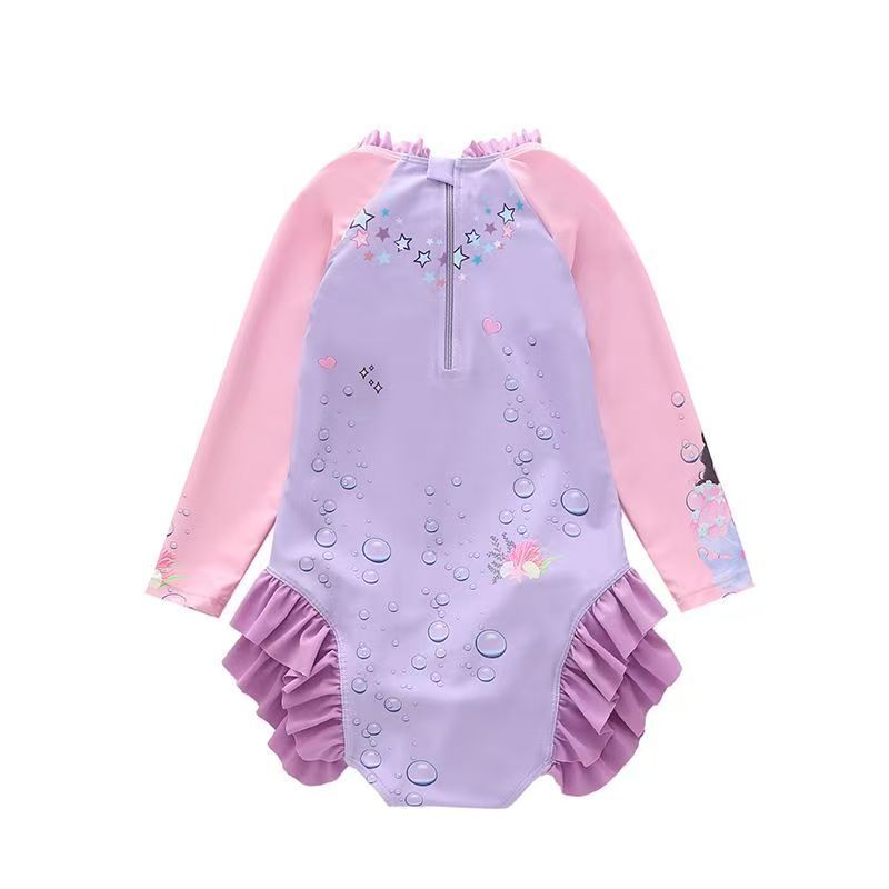 Children's swimsuit girls' one-piece long sleeved various ruffled mermaid swimsuit girls' swimsuit
