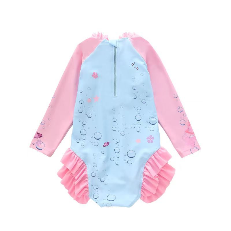 Children's swimsuit girls' one-piece long sleeved various ruffled mermaid swimsuit girls' swimsuit