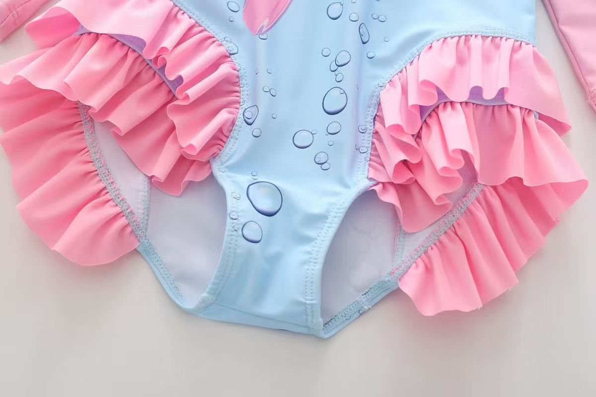 Children's swimsuit girls' one-piece long sleeved various ruffled mermaid swimsuit girls' swimsuit