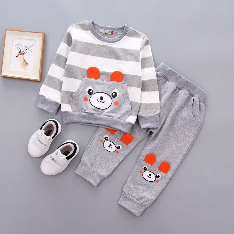 Cute Bear 2 PCS Kids Summer Boy Short T-shirt and Shorts Sets Baby Boy Children Clothes Suits