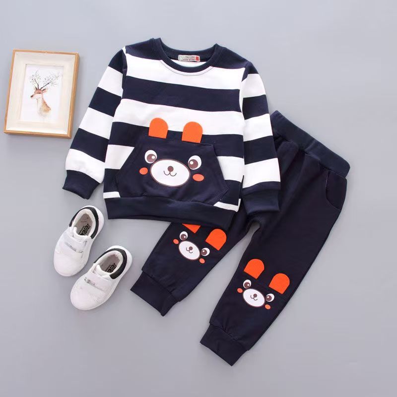 Cute Bear 2 PCS Kids Summer Boy Short T-shirt and Shorts Sets Baby Boy Children Clothes Suits