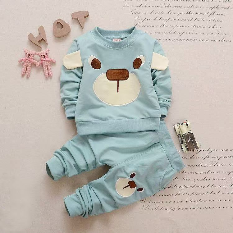 Cute Bear 2 PCS Kids Summer Boy Short T-shirt and Shorts Sets Baby Boy Children Clothes Suits