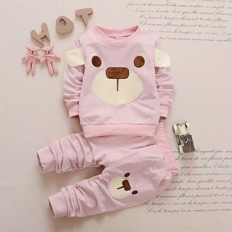 Cute Bear 2 PCS Kids Summer Boy Short T-shirt and Shorts Sets Baby Boy Children Clothes Suits