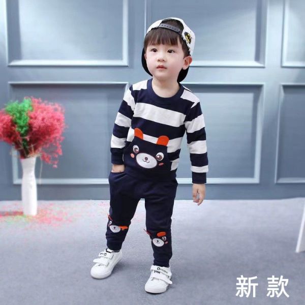 Cute Bear 2 PCS Kids Summer Boy Short T-shirt and Shorts Sets Baby Boy Children Clothes Suits
