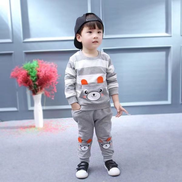 Cute Bear 2 PCS Kids Summer Boy Short T-shirt and Shorts Sets Baby Boy Children Clothes Suits