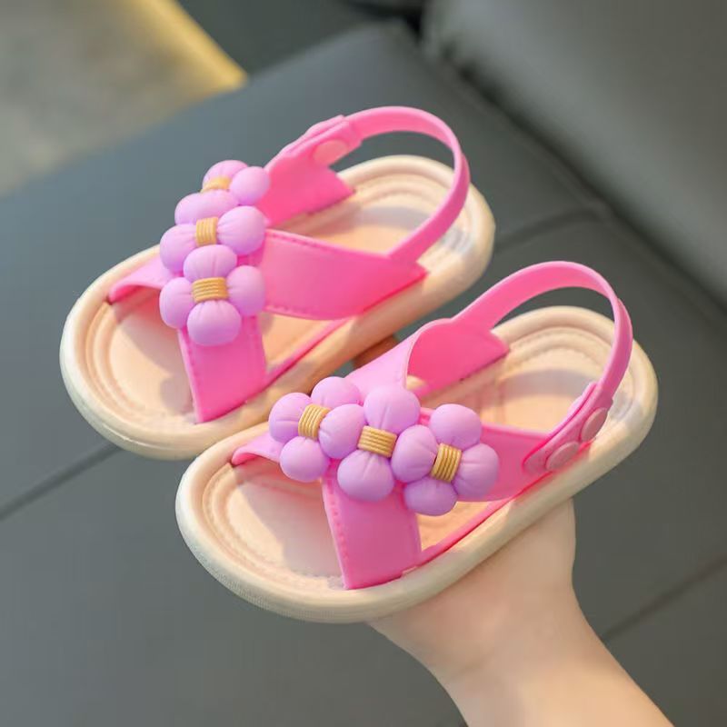Kid Shoes Children's Single Shoes New Summer Girls' Sandals Student Anti Slip Open Toed Girls' Princess Beach Sandals