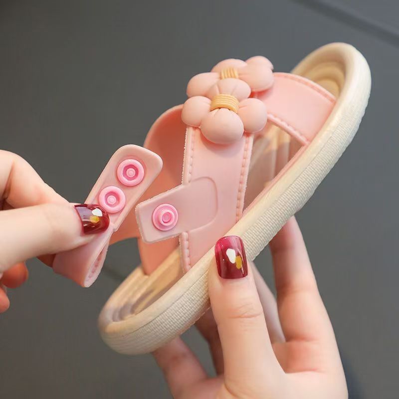 Kid Shoes Children's Single Shoes New Summer Girls' Sandals Student Anti Slip Open Toed Girls' Princess Beach Sandals