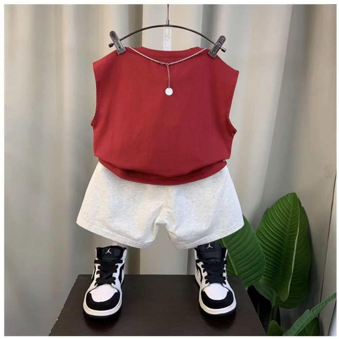 New Boys Baby Summer Vest Set Summer Sleeveless Clothes Fashion Boys Children Ruffian Handsome Two-Piece Set
