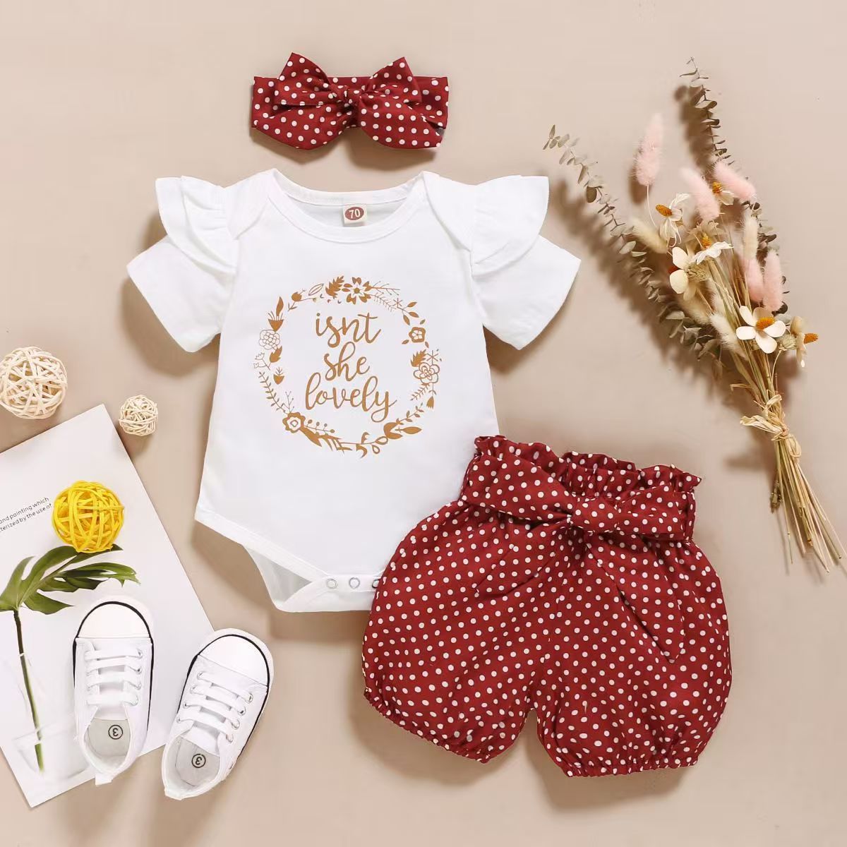 Baby girl clothes long-sleeved solid color jumpsuit + floral suspension skirt suit spring female baby suit