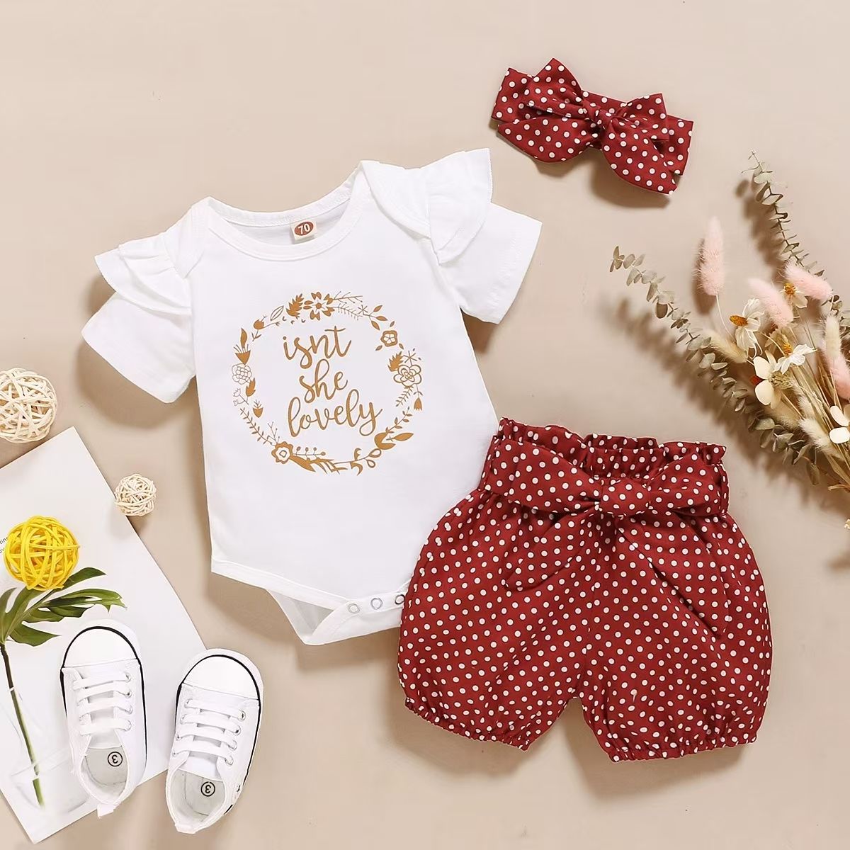 Baby girl clothes long-sleeved solid color jumpsuit + floral suspension skirt suit spring female baby suit