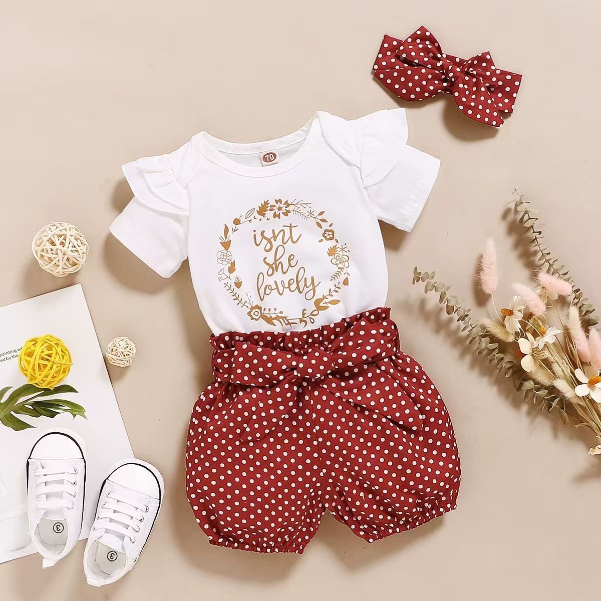Baby girl clothes long-sleeved solid color jumpsuit + floral suspension skirt suit spring female baby suit