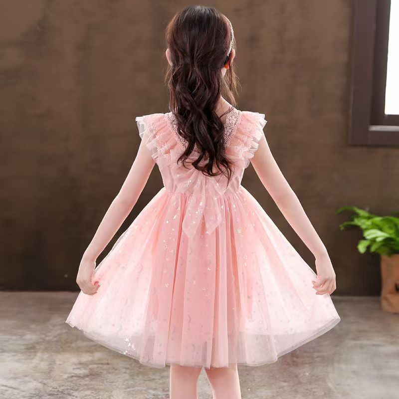 Kids Girls Dresses New Summer Lace Princess Dresses Children Solid color Clothing Baby Wedding Party Vestidos