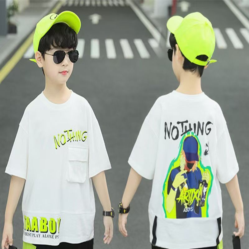 New Boys Clothes Sets Summer  Short Sleeve Sweatshirt + Pants 2PCS Kids Clothing Children Outfits Teenage 4 6 8 10 12 Years