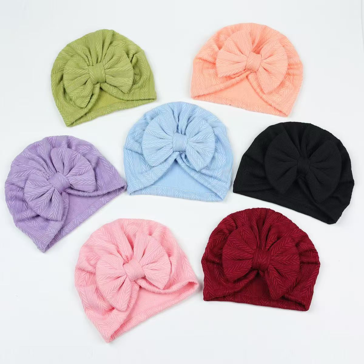 New Solid color wheat grain bow children's  Hat Bandanas Baby Girls Kids Turban Headband Hair Head Band Wrap Accessories For Children Headwrap