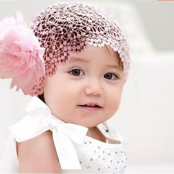 Baby hair band girls hair accessories baby children double flower headwear lace wide headband