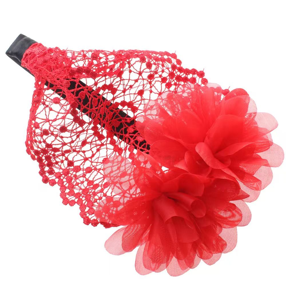Baby hair band girls hair accessories baby children double flower headwear lace wide headband