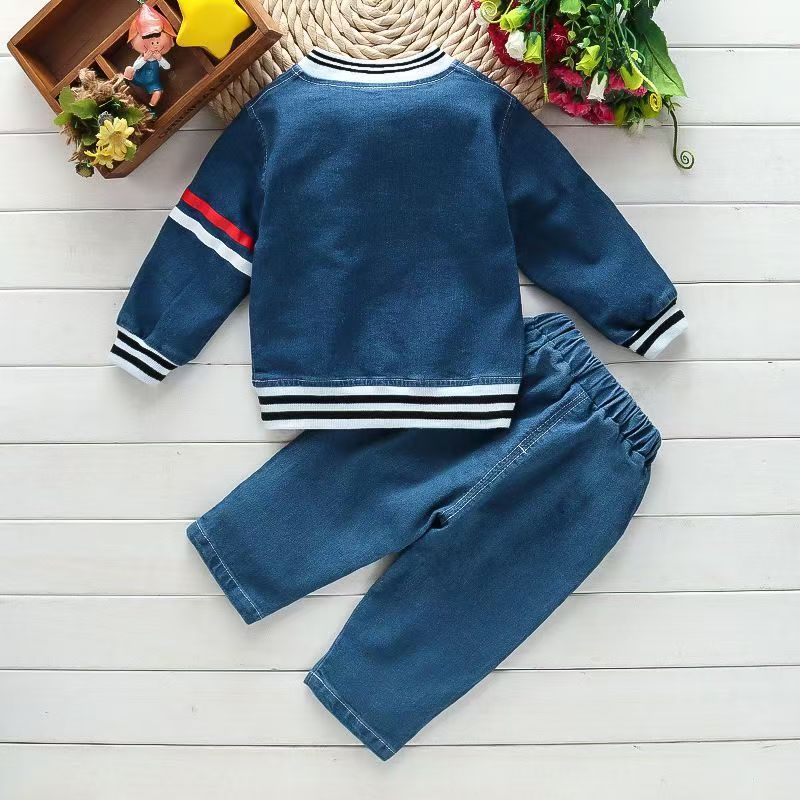 baby Boys Clothing Sets spring autumn Toddler Sport Suit Kids Clothing Set children Clothes Denim Jeans Coat+Pants 80 90 100 110