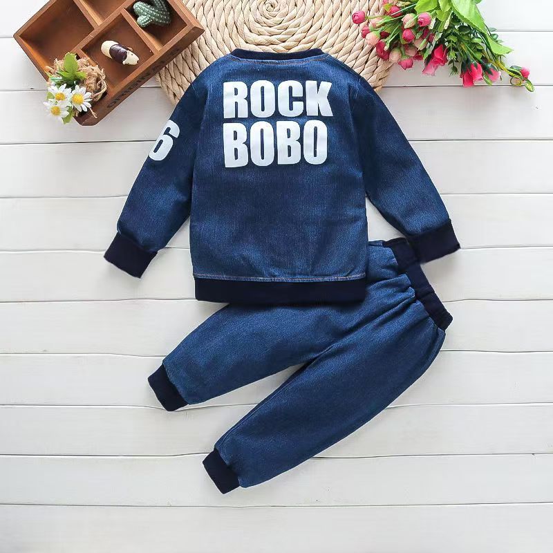 baby Boys Clothing Sets spring autumn Toddler Sport Suit Kids Clothing Set children Clothes Denim Jeans Coat+Pants 80 90 100 110