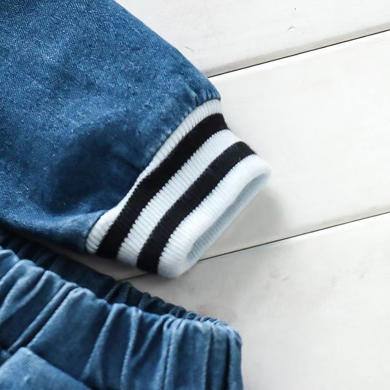 baby Boys Clothing Sets spring autumn Toddler Sport Suit Kids Clothing Set children Clothes Denim Jeans Coat+Pants 80 90 100 110