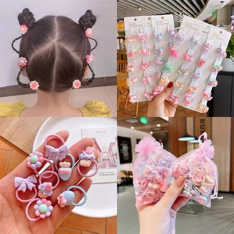 40 pieces  Korean children's hair rope girl's head rope tied hair rubber band female baby small hair circle cute hair accessories