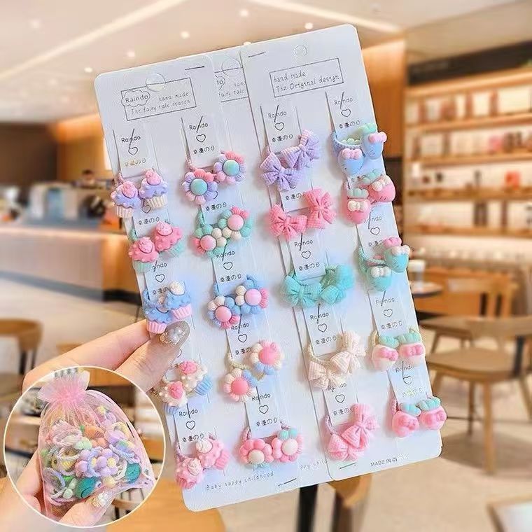 40 pieces  Korean children's hair rope girl's head rope tied hair rubber band female baby small hair circle cute hair accessories