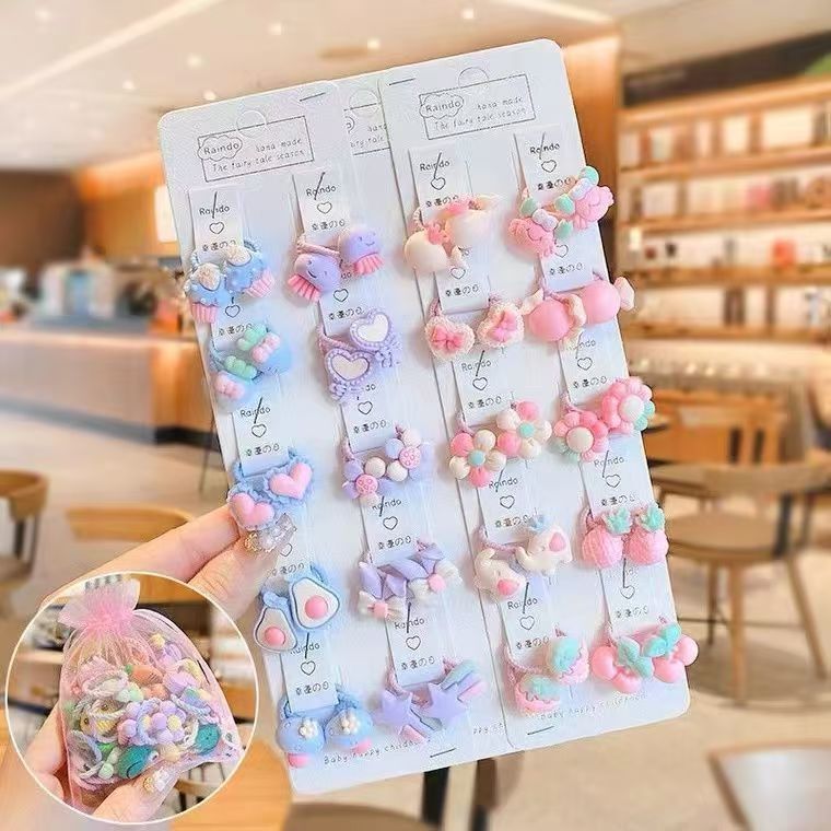 40 pieces  Korean children's hair rope girl's head rope tied hair rubber band female baby small hair circle cute hair accessories