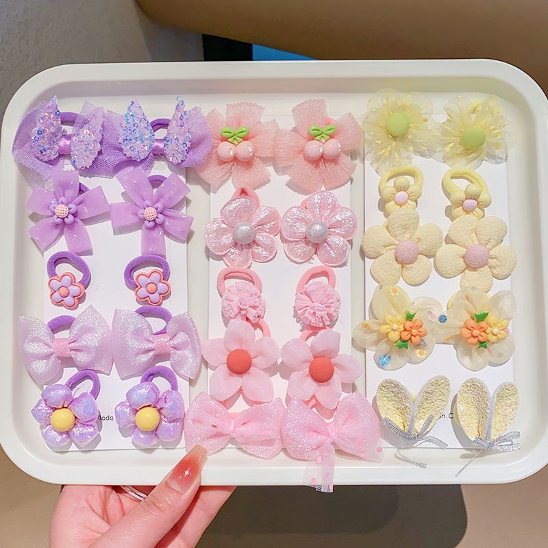 30Pcs/Lot Girls Hair Accessories Gift  Elastic Hair Bands Flower Hair Clip Bows New Headband Hairband Cute Hairbands for Kids