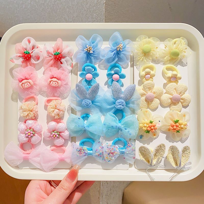 30Pcs/Lot Girls Hair Accessories Gift  Elastic Hair Bands Flower Hair Clip Bows New Headband Hairband Cute Hairbands for Kids