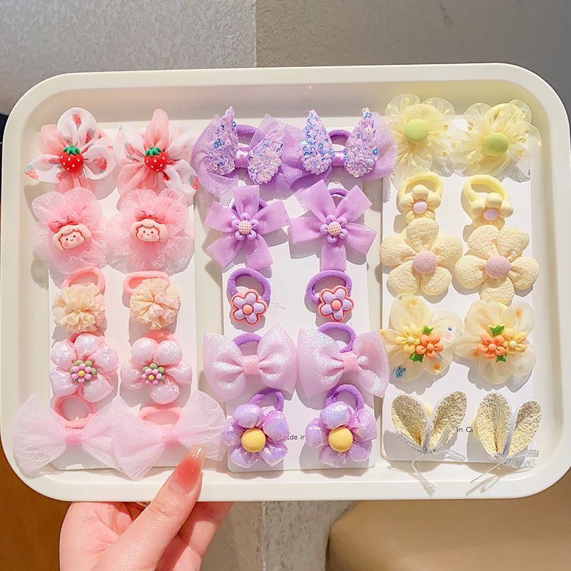 30Pcs/Lot Girls Hair Accessories Gift  Elastic Hair Bands Flower Hair Clip Bows New Headband Hairband Cute Hairbands for Kids