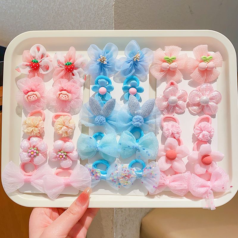 30Pcs/Lot Girls Hair Accessories Gift  Elastic Hair Bands Flower Hair Clip Bows New Headband Hairband Cute Hairbands for Kids