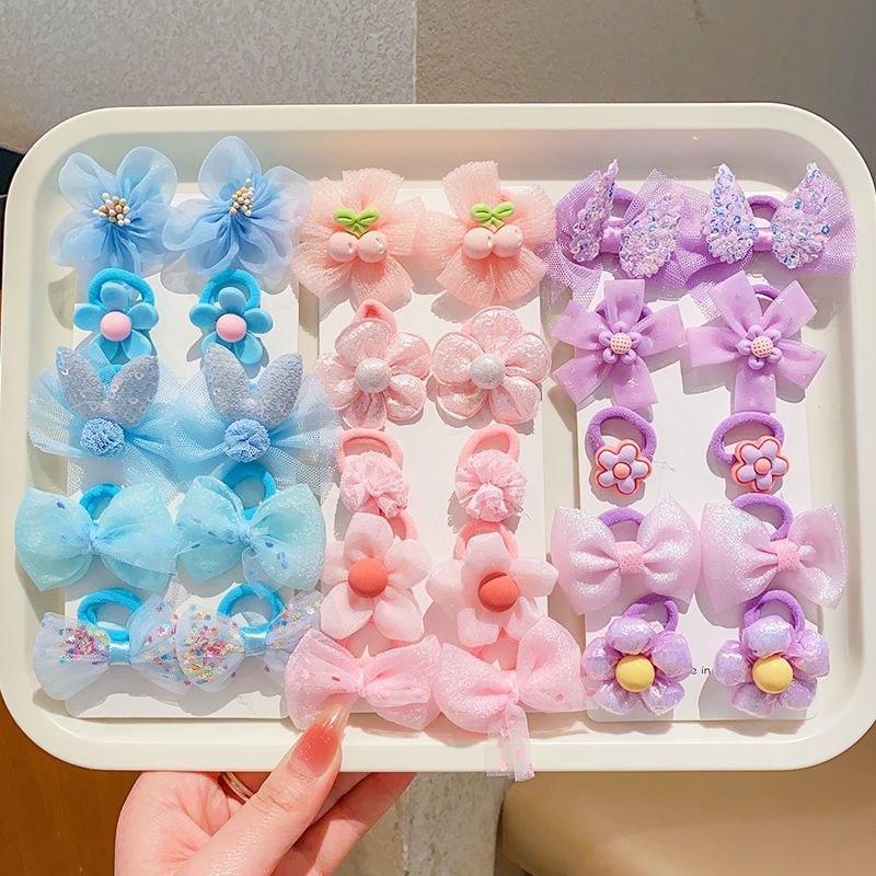 30Pcs/Lot Girls Hair Accessories Gift  Elastic Hair Bands Flower Hair Clip Bows New Headband Hairband Cute Hairbands for Kids
