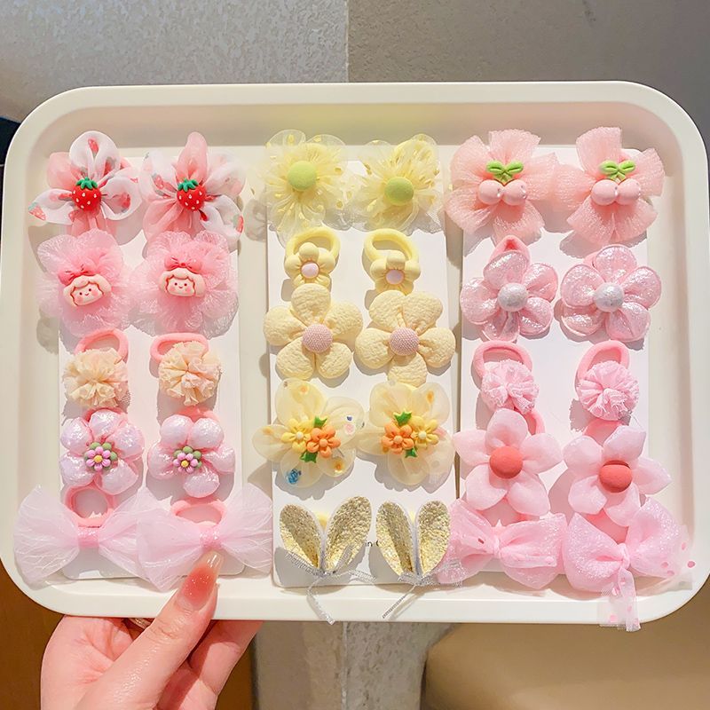 30Pcs/Lot Girls Hair Accessories Gift  Elastic Hair Bands Flower Hair Clip Bows New Headband Hairband Cute Hairbands for Kids