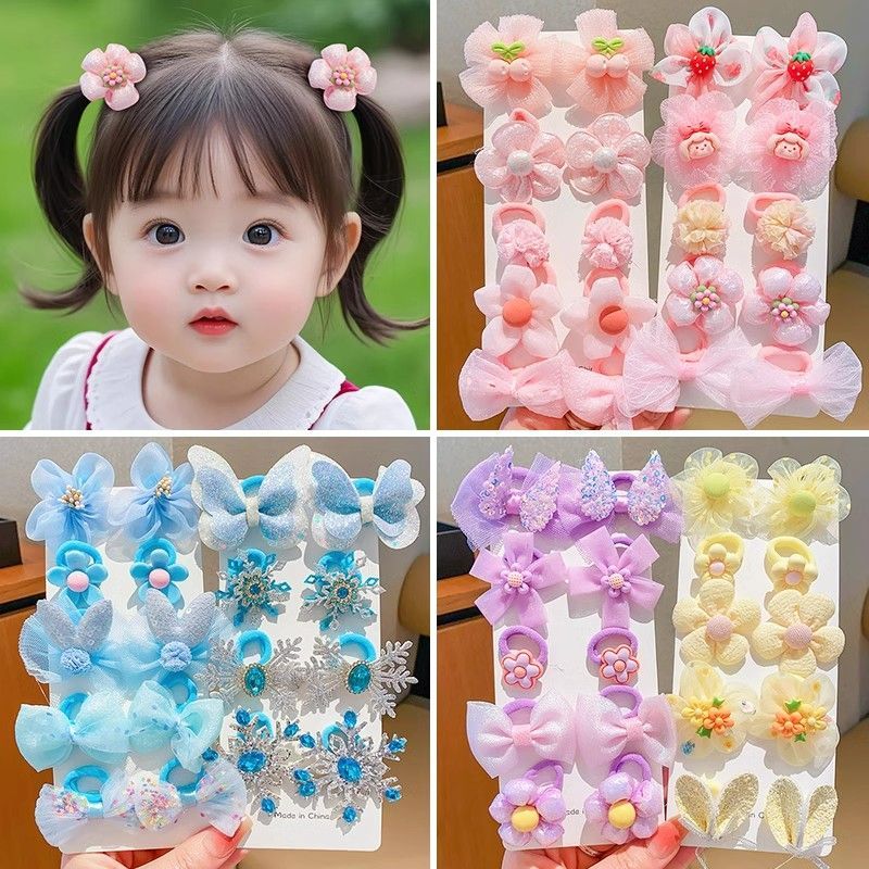 30Pcs/Lot Girls Hair Accessories Gift  Elastic Hair Bands Flower Hair Clip Bows New Headband Hairband Cute Hairbands for Kids