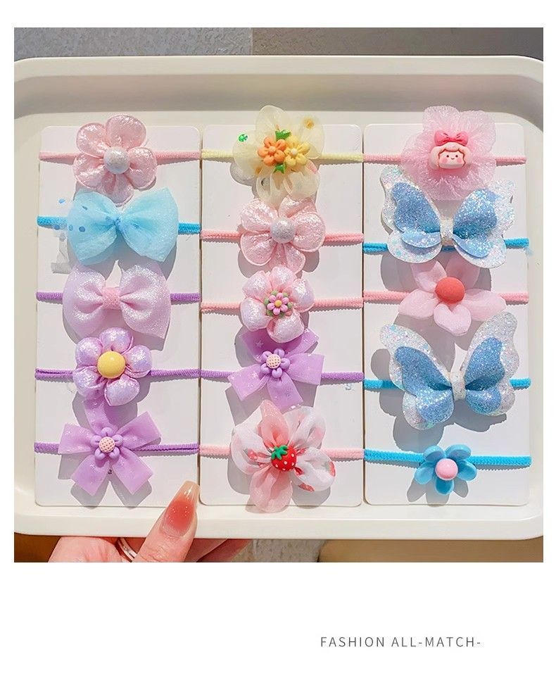 30Pcs/Lot Girls Hair Accessories Gift  Elastic Hair Bands Flower Hair Clip Bows New Headband Hairband Cute Hairbands for Kids