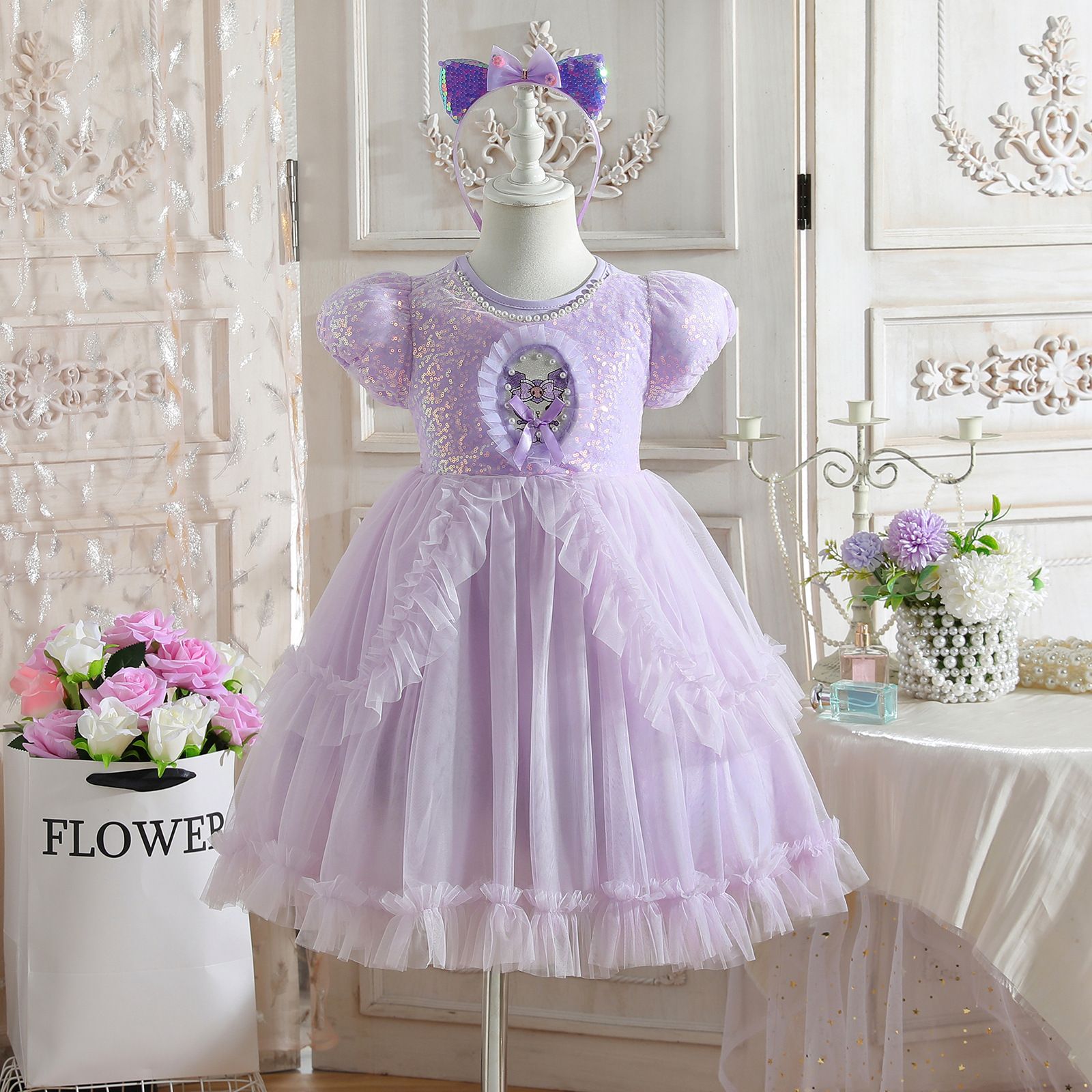 Girls' Princess Skirt Kuromi Summer New Collection Children's Lolita Melody Dress Birthday Dress Mesh Skirt