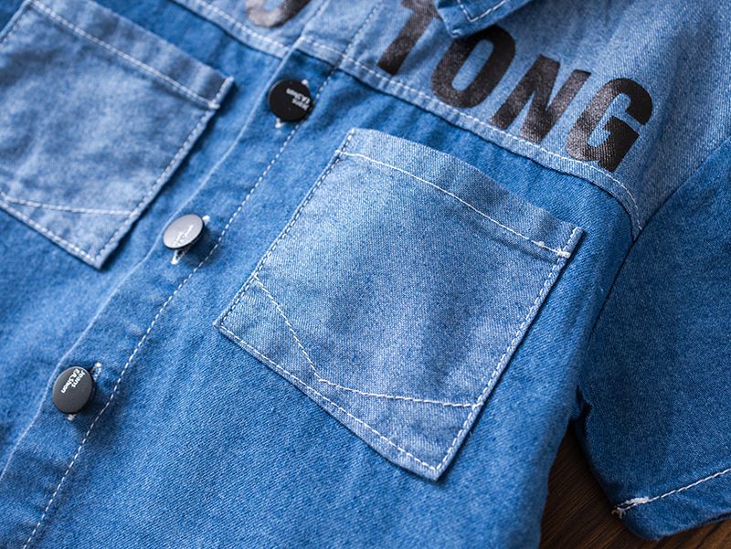 Children's set summer new denim short sleeved jacket+jeans Korean version children's clothing trendy children's denim children's set