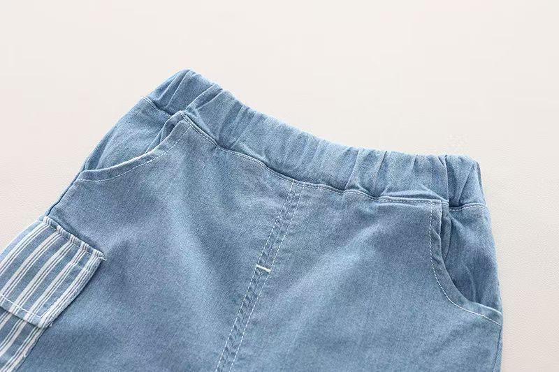 Infant Fashiont Bay Boys Denim Clothing Sets Summer Children Fashion Striped Shirts Shorts 2pcs Tracksuits Casual Outfits Suits