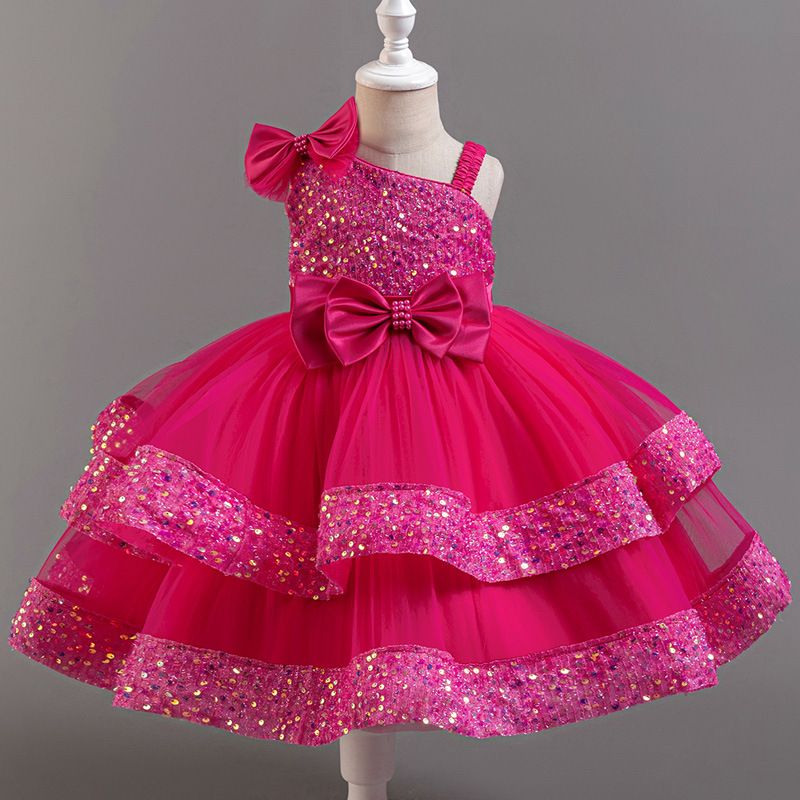 Children's fluffy dress  baby girl sequined cake princess dress mesh baby party dress