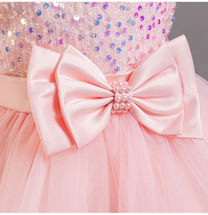 Children's fluffy dress  baby girl sequined cake princess dress mesh baby party dress