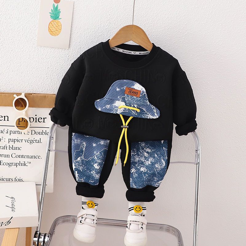Boys Sweater Autumn Suit Fashion 2023 New Children's Sweater Pants Fashion Children's Clothing Foreign Style Two-Piece Set