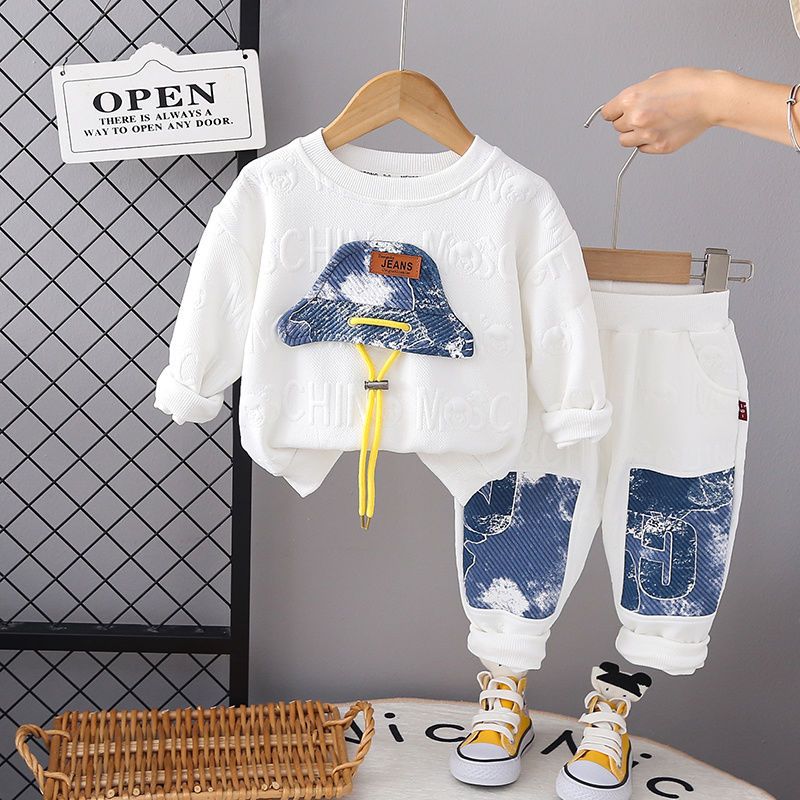 Boys Sweater Autumn Suit Fashion 2023 New Children's Sweater Pants Fashion Children's Clothing Foreign Style Two-Piece Set