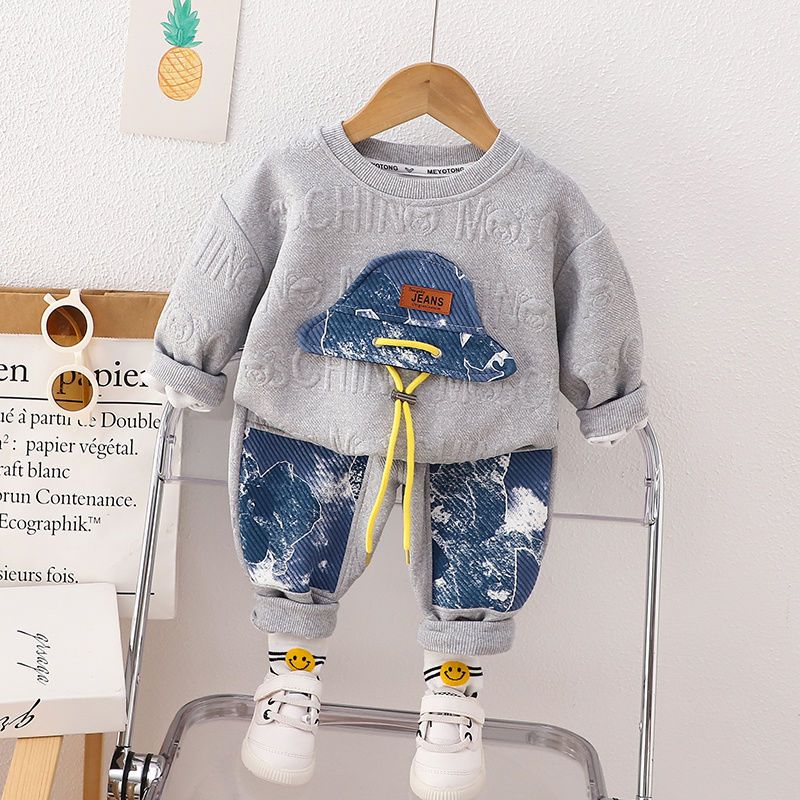 Boys Sweater Autumn Suit Fashion 2023 New Children's Sweater Pants Fashion Children's Clothing Foreign Style Two-Piece Set