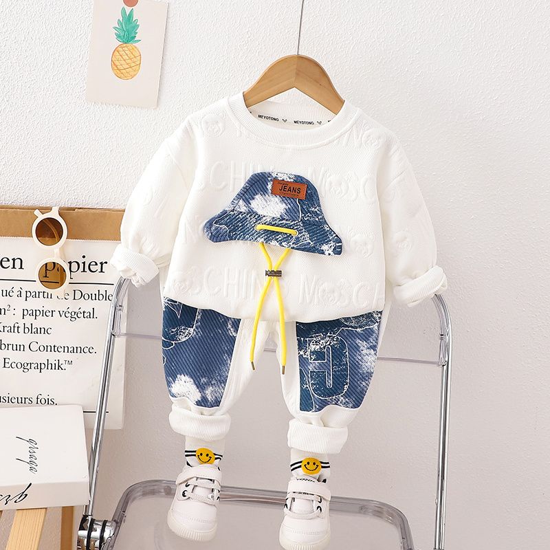 Boys Sweater Autumn Suit Fashion 2023 New Children's Sweater Pants Fashion Children's Clothing Foreign Style Two-Piece Set