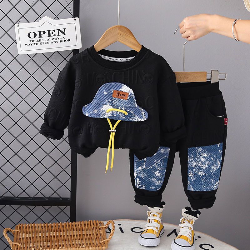 Boys Sweater Autumn Suit Fashion 2023 New Children's Sweater Pants Fashion Children's Clothing Foreign Style Two-Piece Set