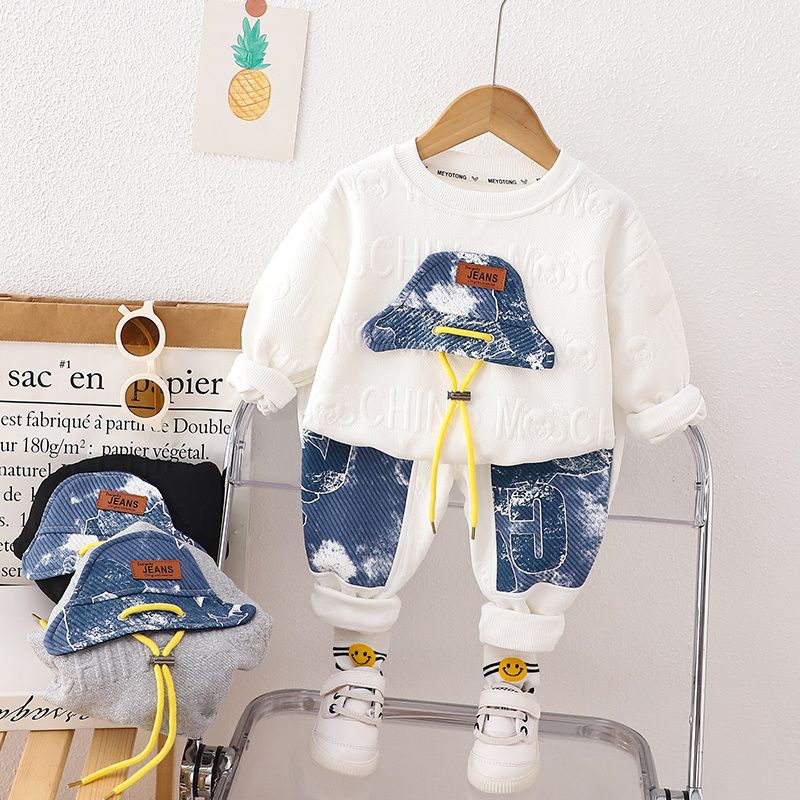 Boys Sweater Autumn Suit Fashion 2023 New Children's Sweater Pants Fashion Children's Clothing Foreign Style Two-Piece Set