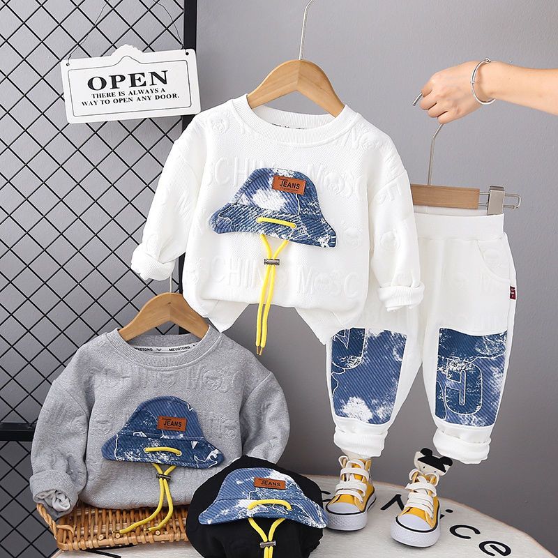 Boys Sweater Autumn Suit Fashion 2023 New Children's Sweater Pants Fashion Children's Clothing Foreign Style Two-Piece Set